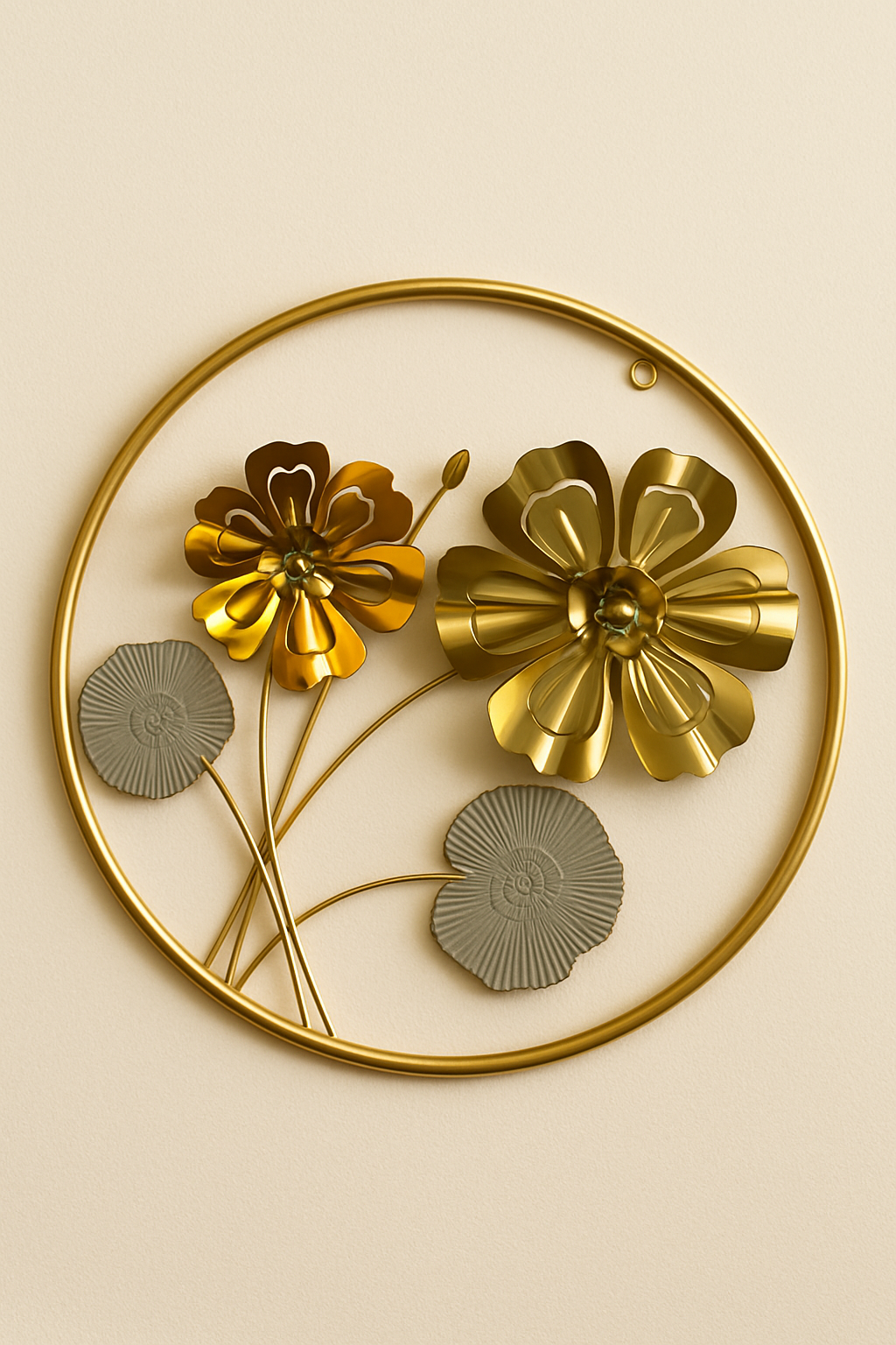 Round Black Metal Flower Frame-Imported Decorative Wall